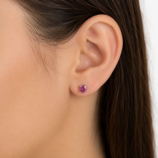 Aros Abridores Plata 925 con Strass Rosa Engarzado Medianos