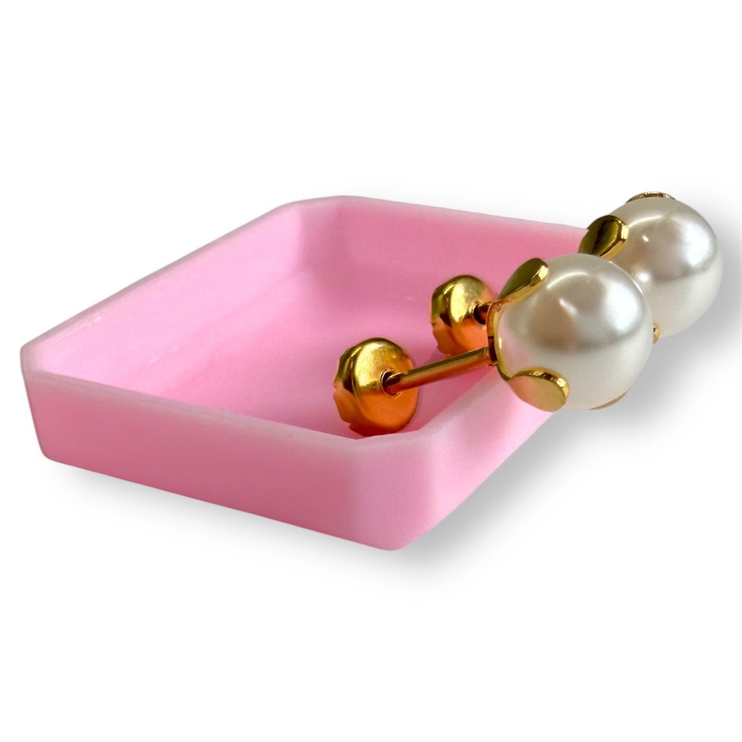 Aros con perla engarzada enchapado en oro