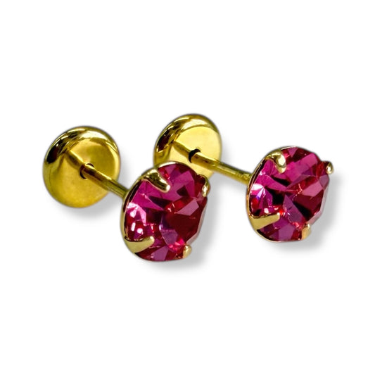 Aros abridores con piedra engarzada enchapado en oro