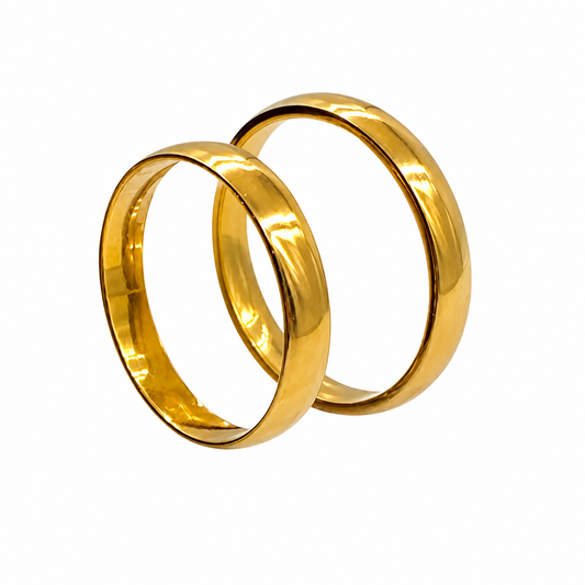 Par de alianzas en acero dorado 4mm