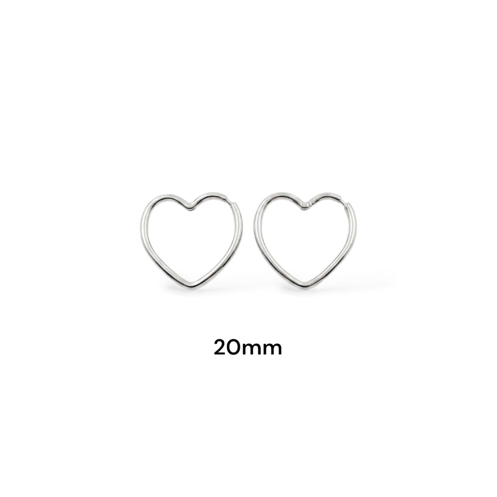 Aros argollas Corazón 20mm de Plata 925