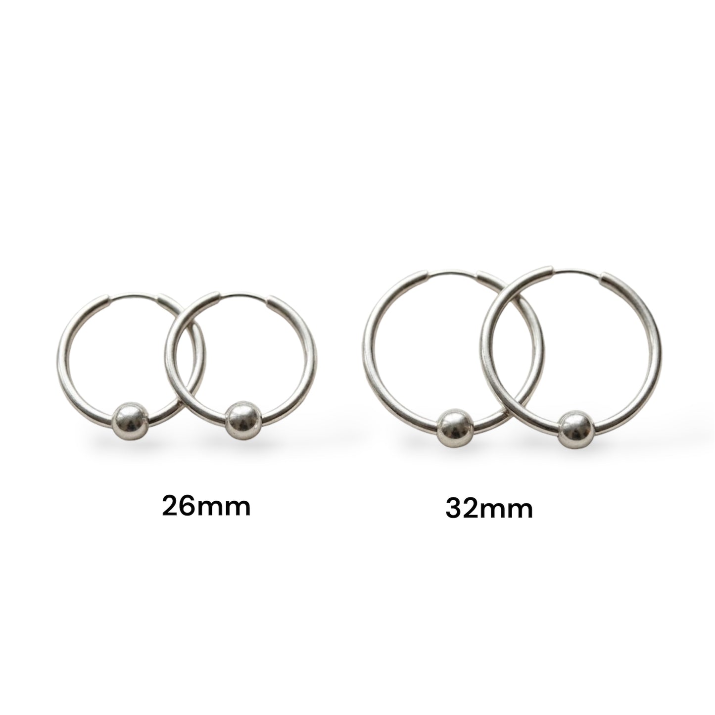 Aros Argolla Cubanos con Bolita en Plata 925