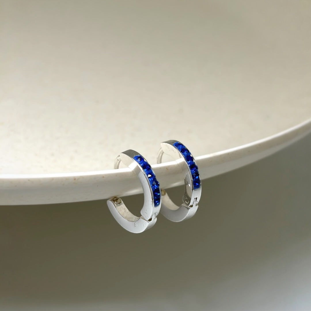 Aros argolla Acero Blanco con Strass