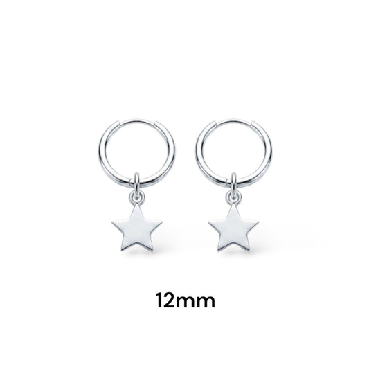 Aros argolla en Plata 925 con dije de estrella