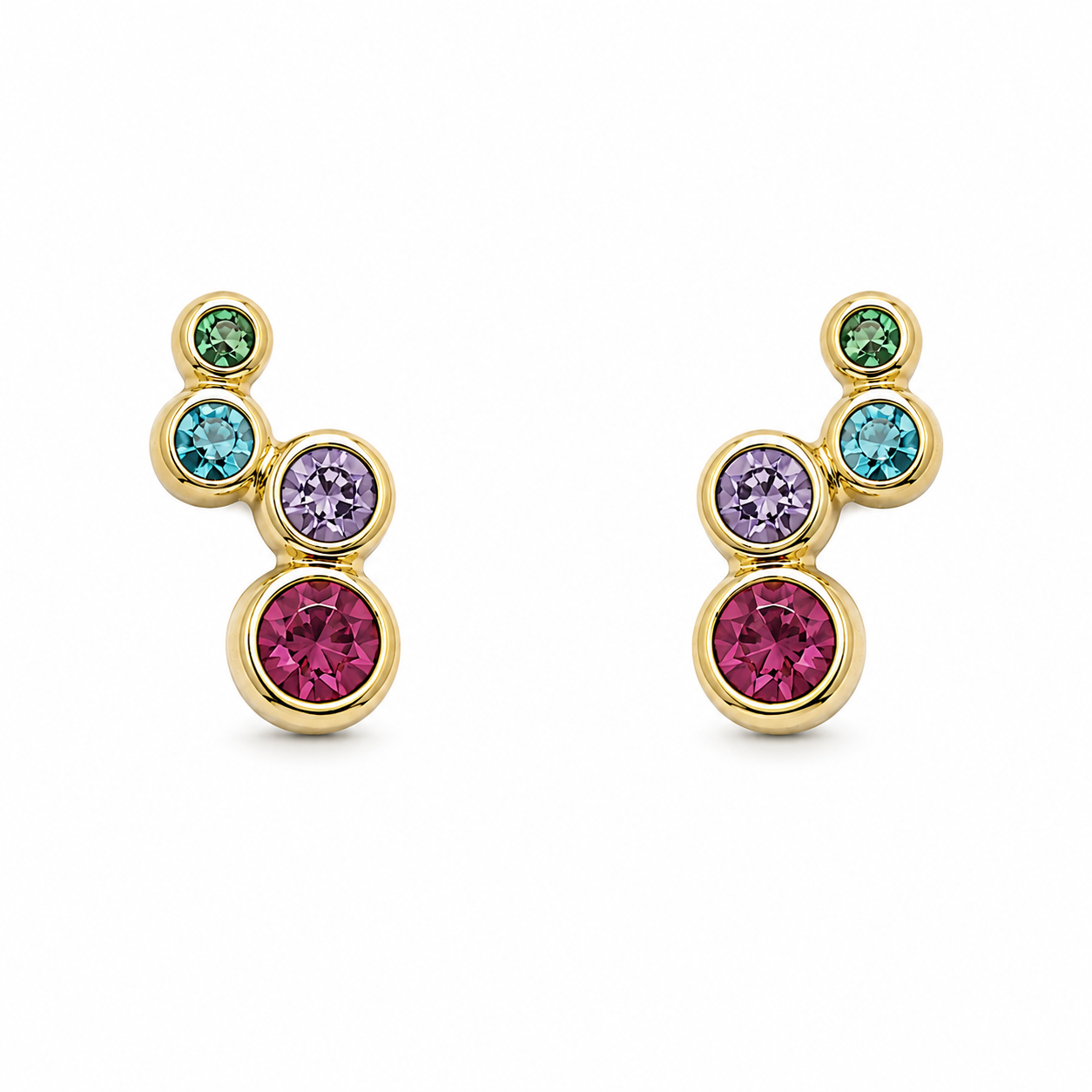 Aros de Acero Dorado con Strass Multicolor