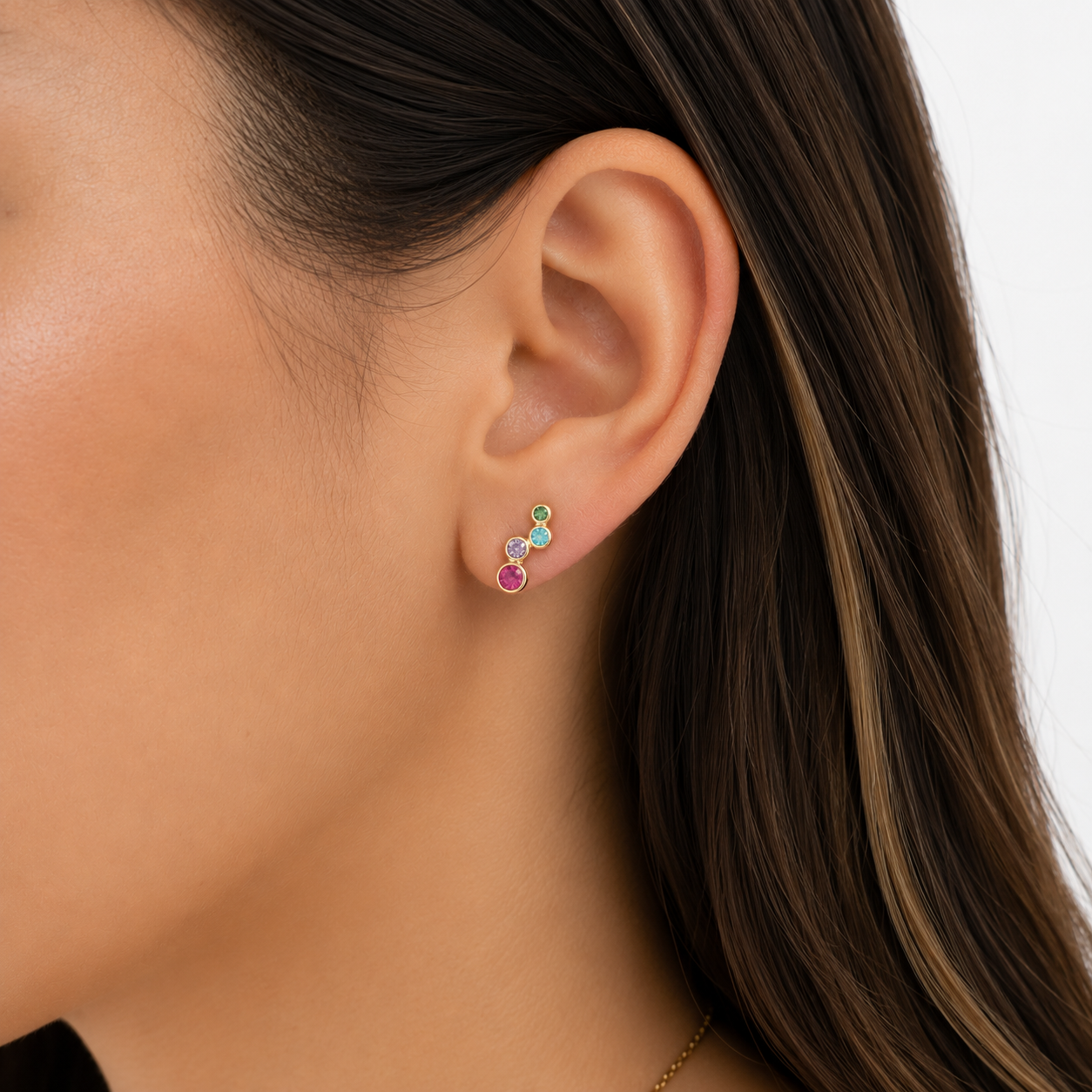Aros de Acero Dorado con Strass Multicolor