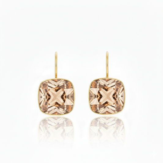 Aros Colgantes con Strass Ambar para Fiesta