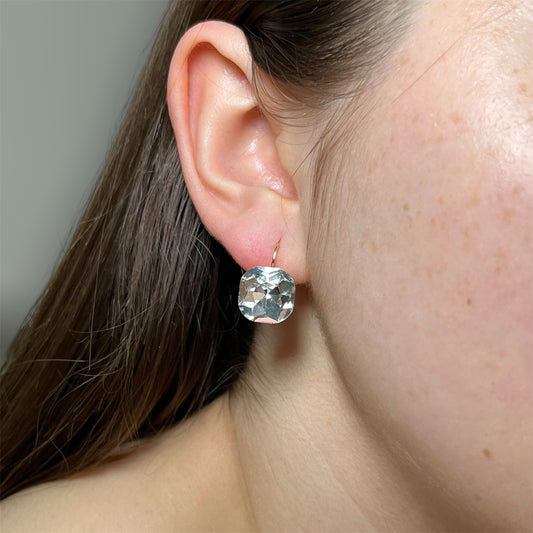 Aros Colgantes con Strass Blanco para Fiesta