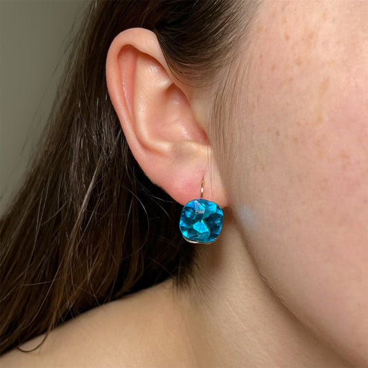 Aros Colgantes con Strass Turquesa para Fiesta