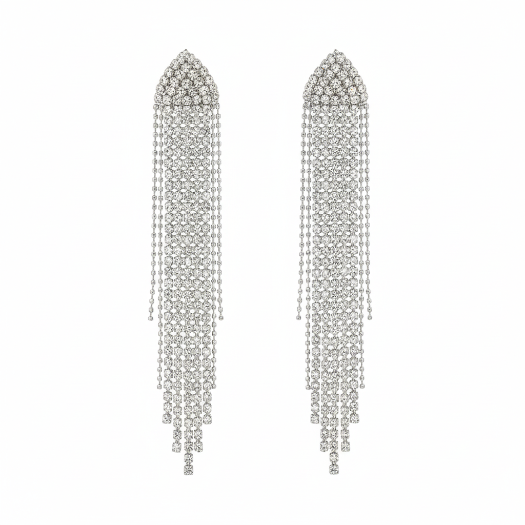 Aros colgantes con strass engarzado para Fiesta