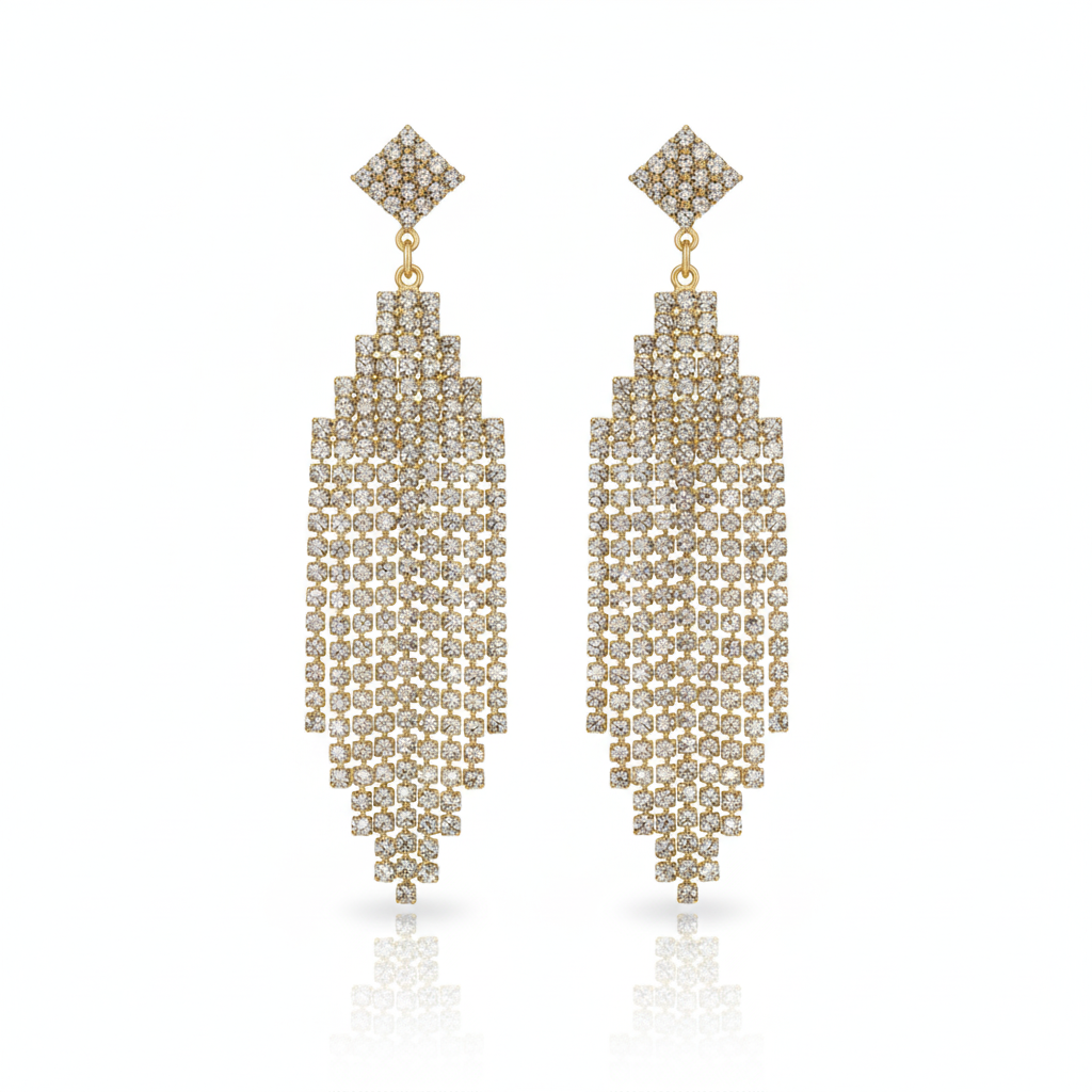 Aro colgante con strass engarzado para fiesta