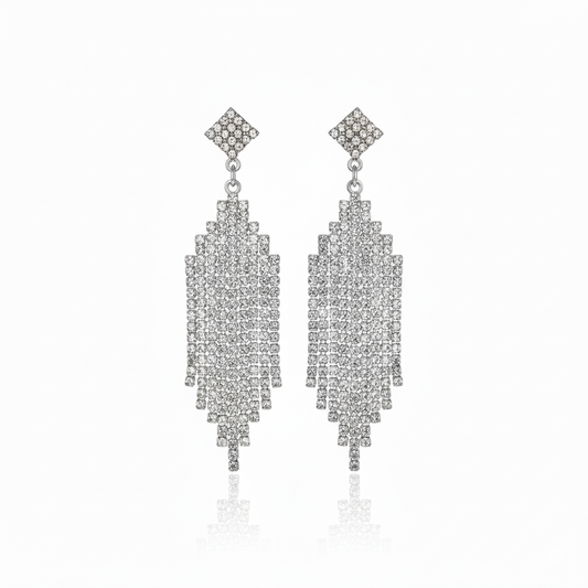 Aro colgante con Strass Plateado para fiesta