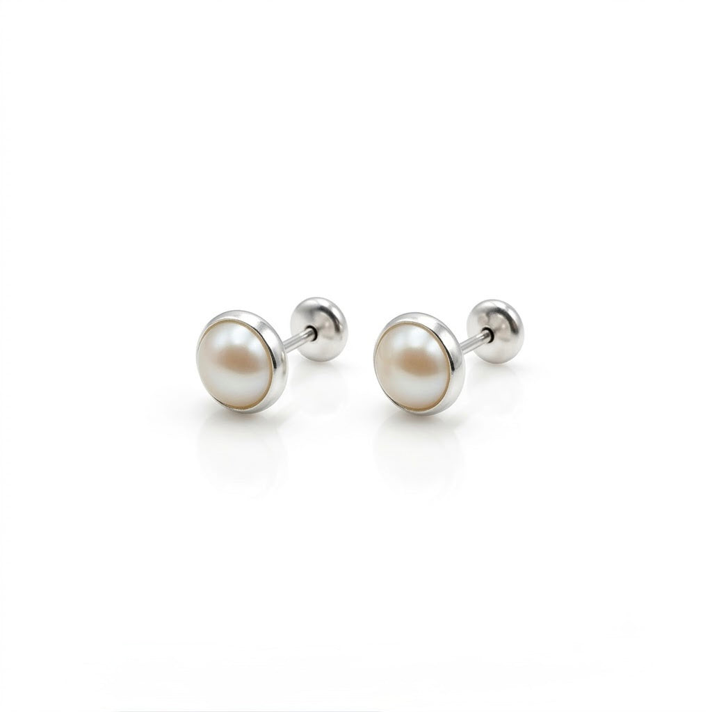 Aros abridores media perla 6mm en Plata 925