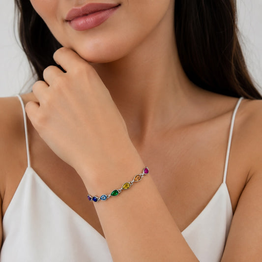 Pulsera Plata 925 con Piedras Cubic de color