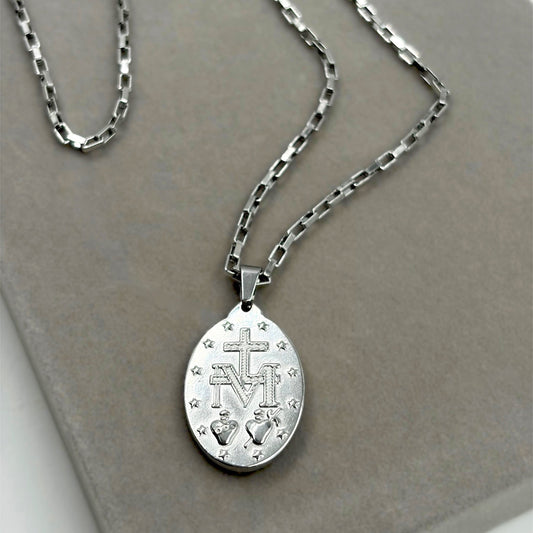 Cadena y medalla Medalla Milagrosa en Acero
