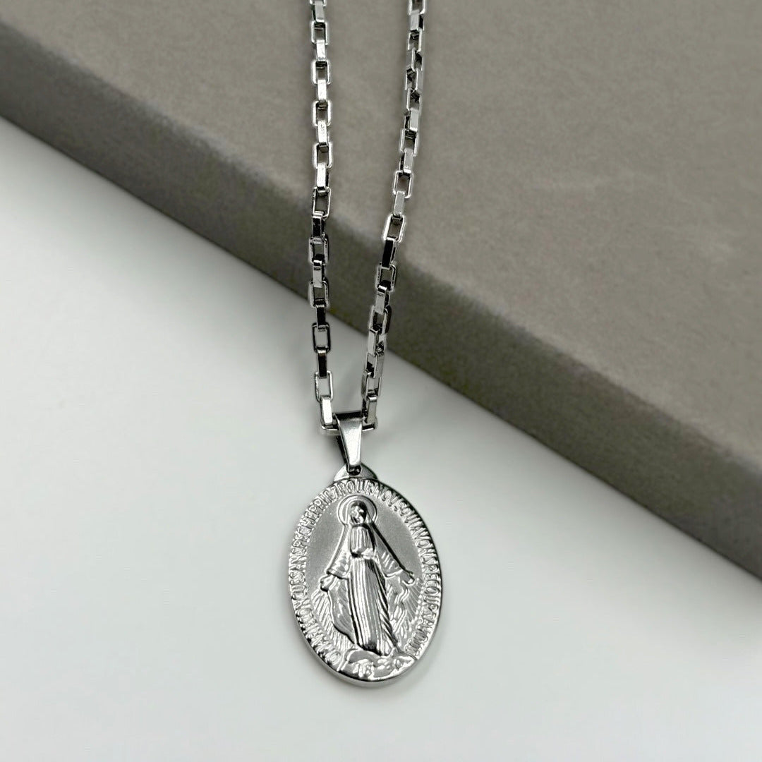Cadena y medalla Medalla Milagrosa en Acero
