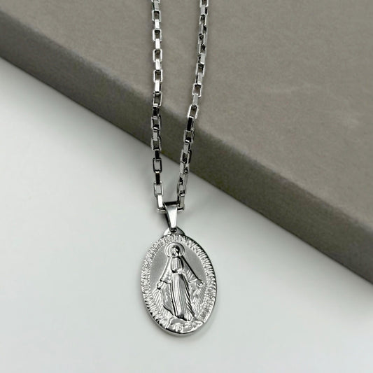 Cadena y medalla Medalla Milagrosa en Acero