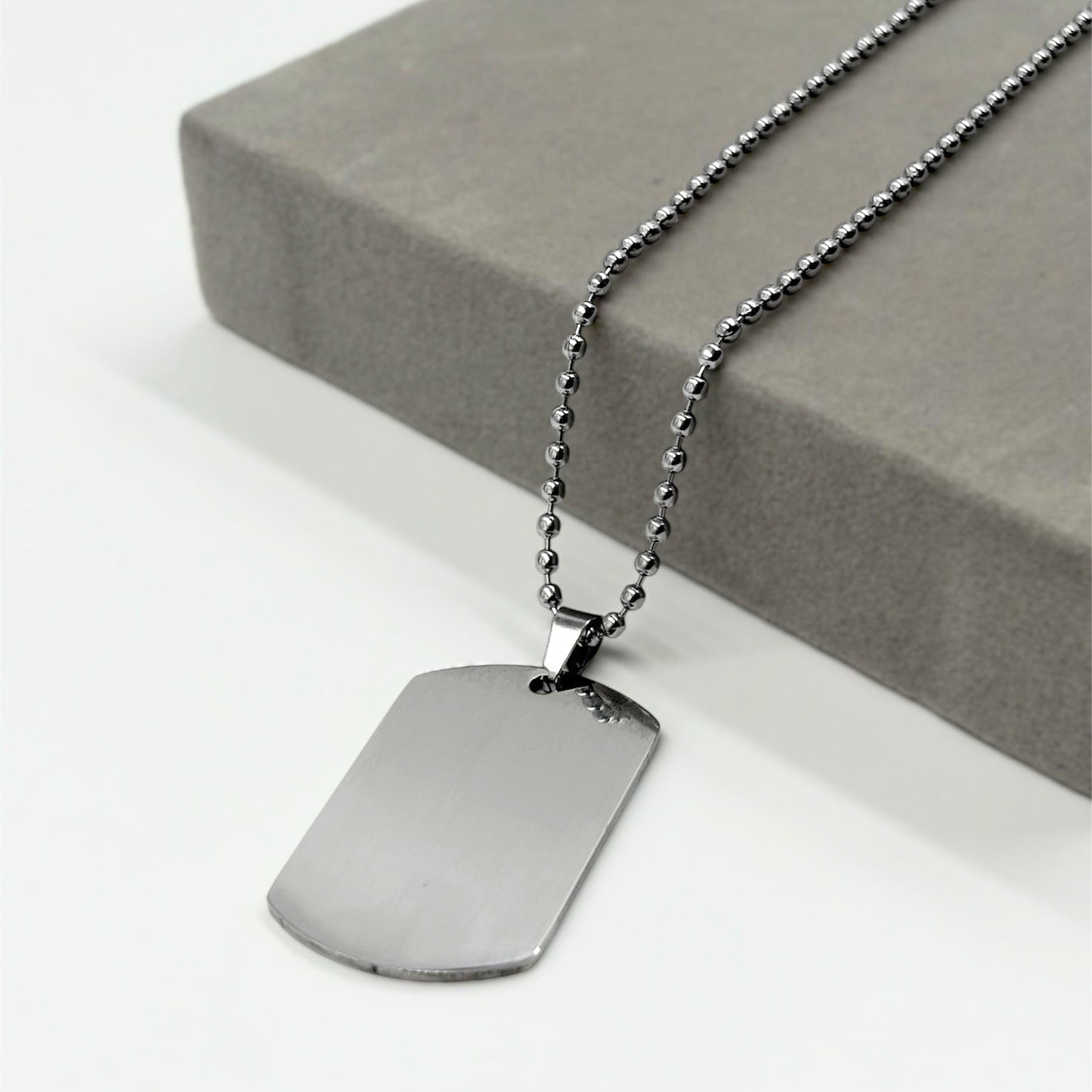 Cadena Hombre Acero quirúrgico Con Chapita Militar