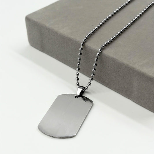 Cadena Hombre Acero quirúrgico Con Chapita Militar