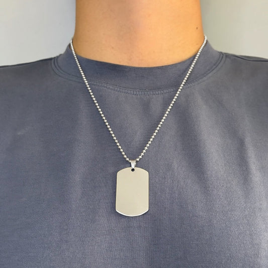 Cadena Hombre Acero quirúrgico Con Chapita Militar