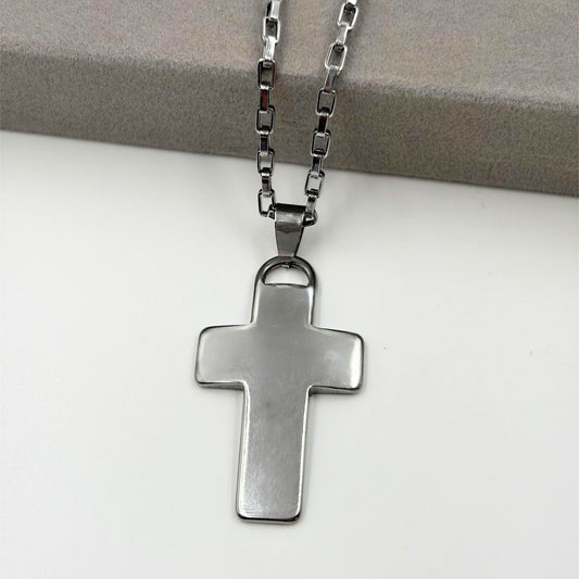 Cadena Con Cruz En Acero Quirúrgico