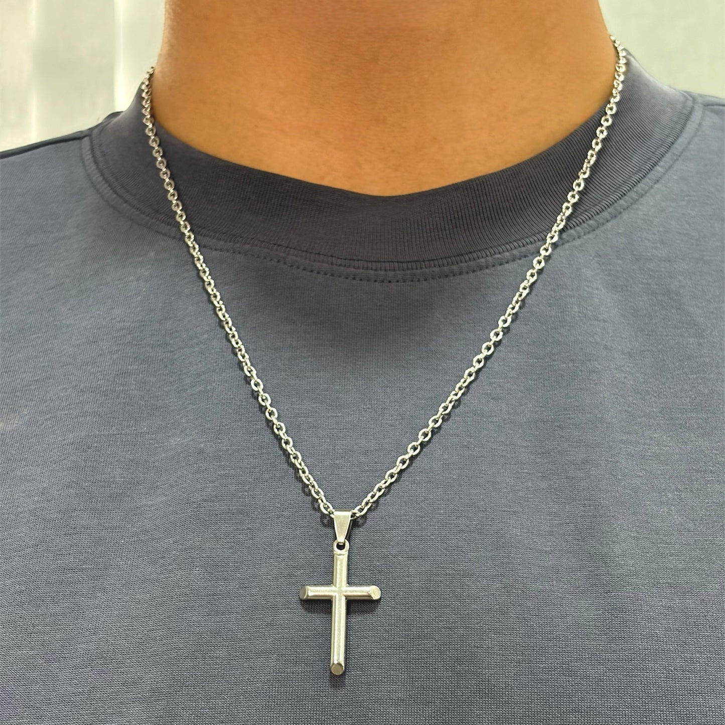 Cadena Con Cruz Acero Quirúrgico Unisex