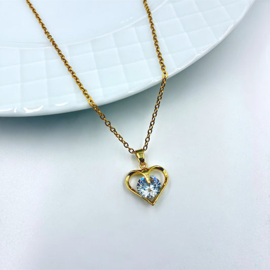 Cadena y dije corazon acero dorado