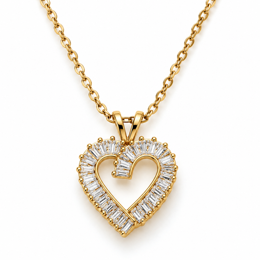 Cadena y dije Acero Dorado Corazon con cubic