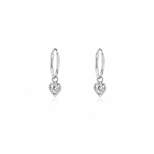 Aros Argolla en Plata 925 con Cubic Corazon