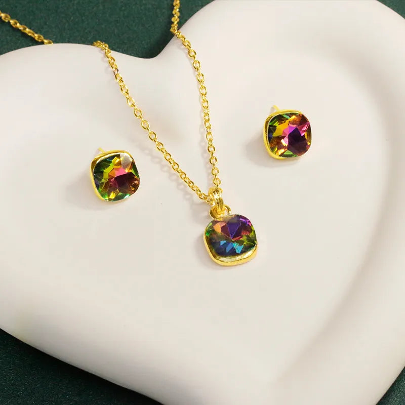 Conjunto cadena, dije y aros bijouterie