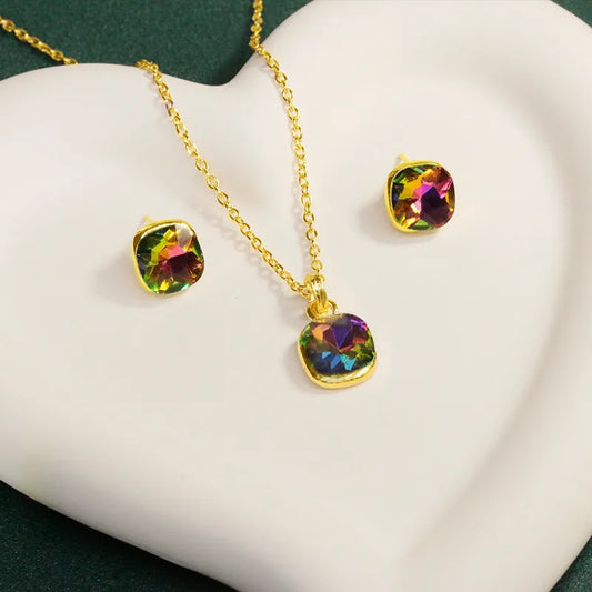 Conjunto cadena, dije y aros bijouterie