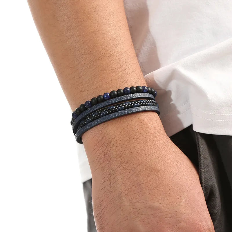 Pulsera Hombre Ecocuero Cierre Magnético 22cm