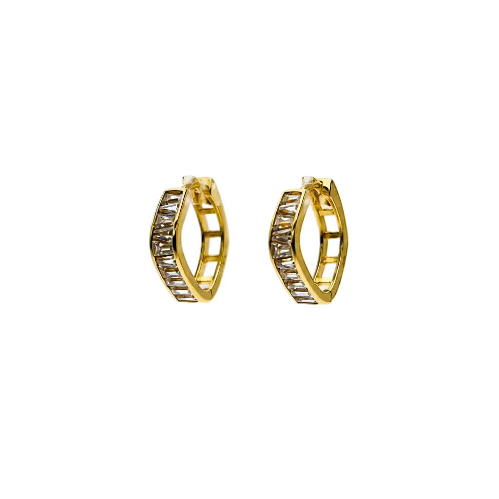 Aros Argolla 16mm Plata 925 Dorada con Cubic Zirconia