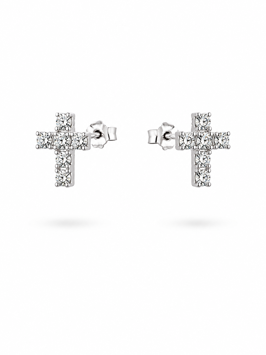 Aros Cruz Plata 925 con Cubic Zirconia Engarzado