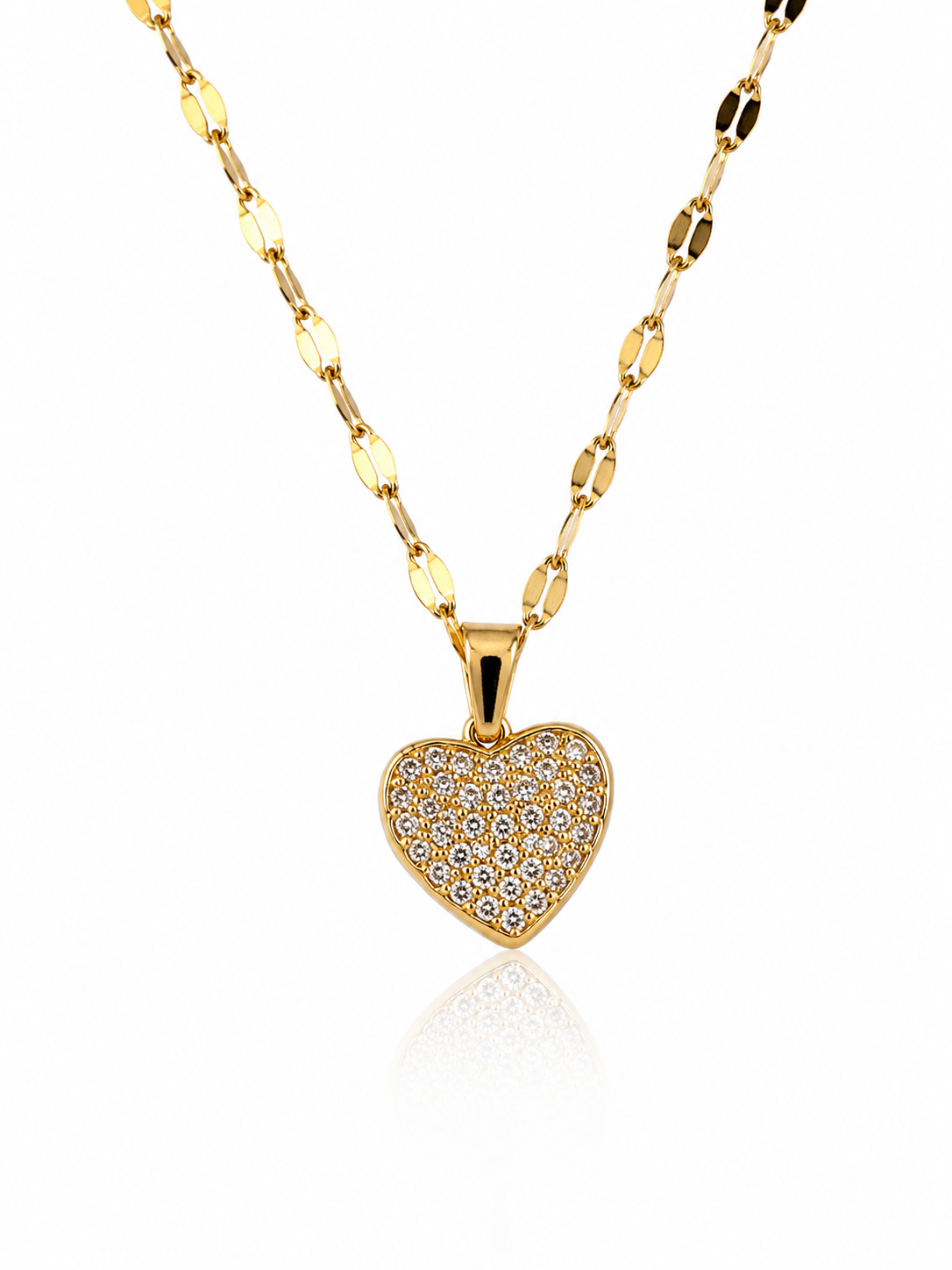 Collar Corazón con Cubic Zirconia en Acero Dorado