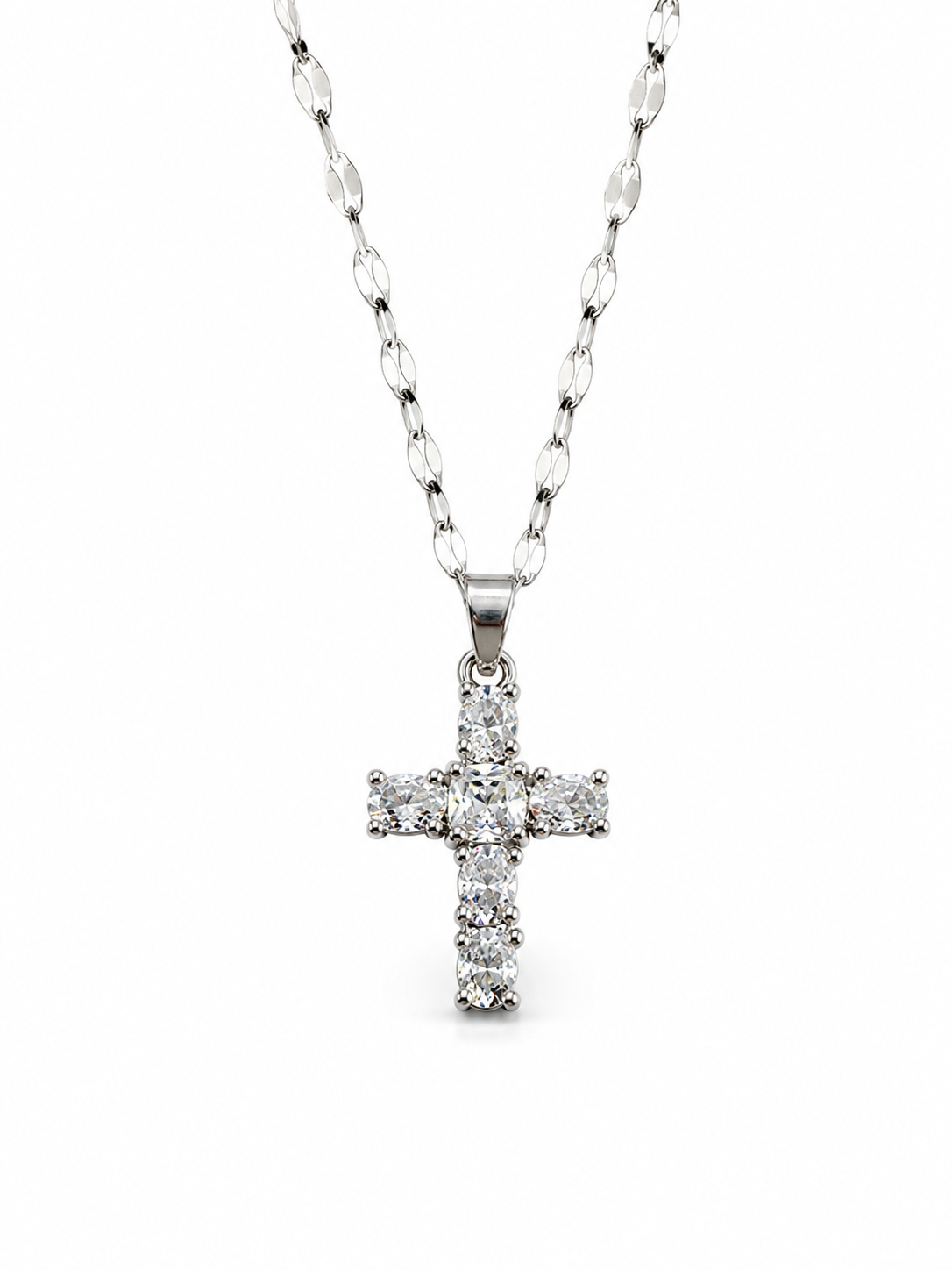 Cadena con cruz con cubic en Acero