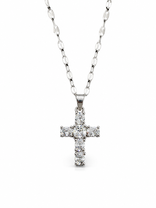 Cadena con cruz con cubic en Acero