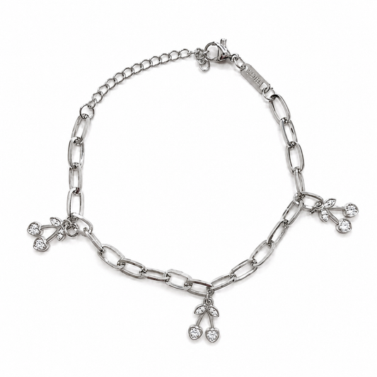 Pulsera en Acero quirurgico con dijes cerezas