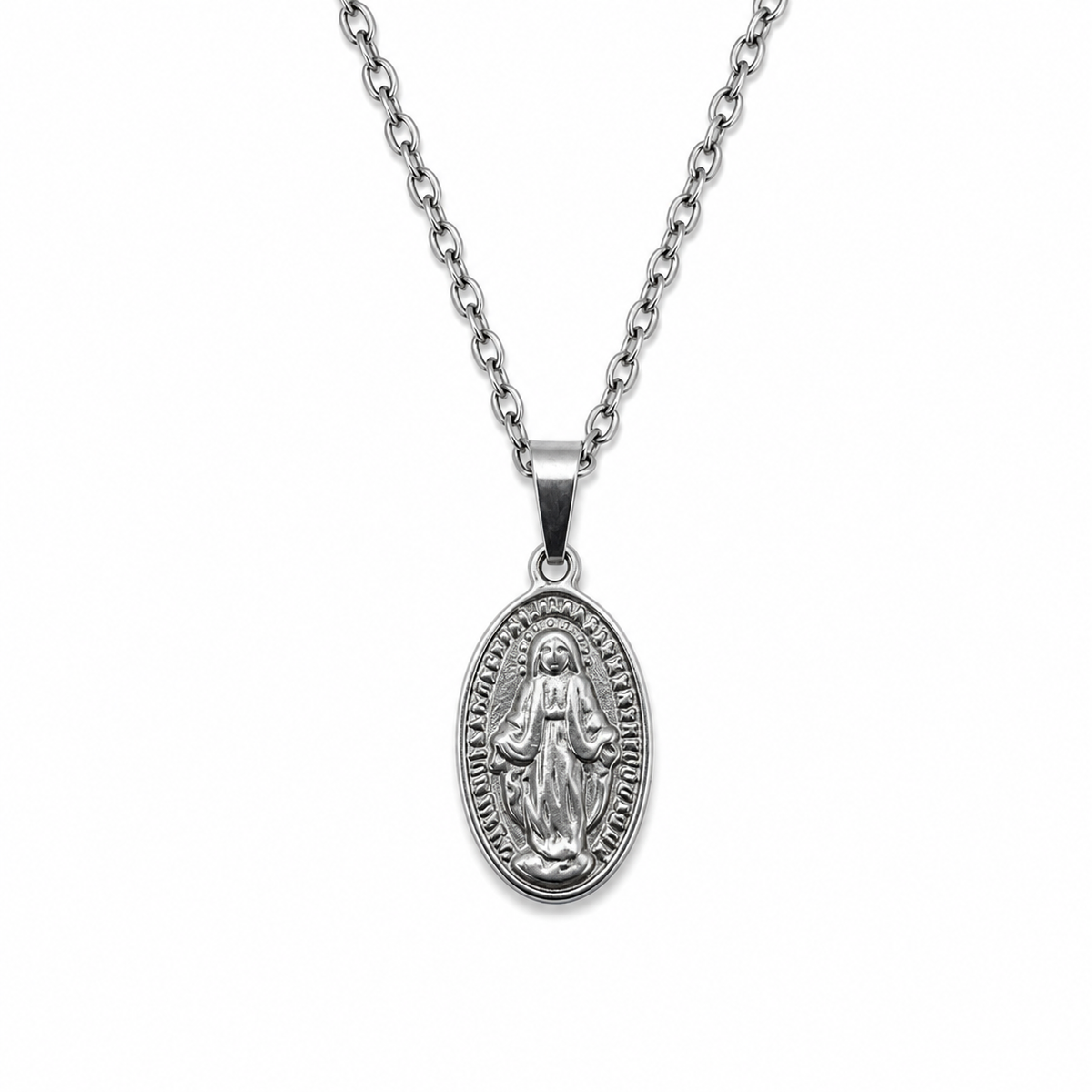Cadena Y Medalla Virgen Milagrosa en Acero