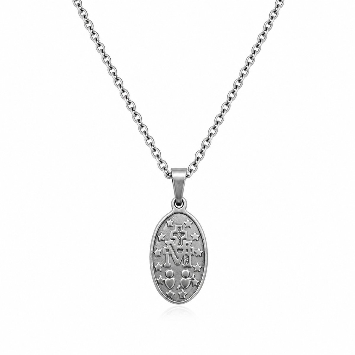 Cadena Y Medalla Virgen Milagrosa en Acero