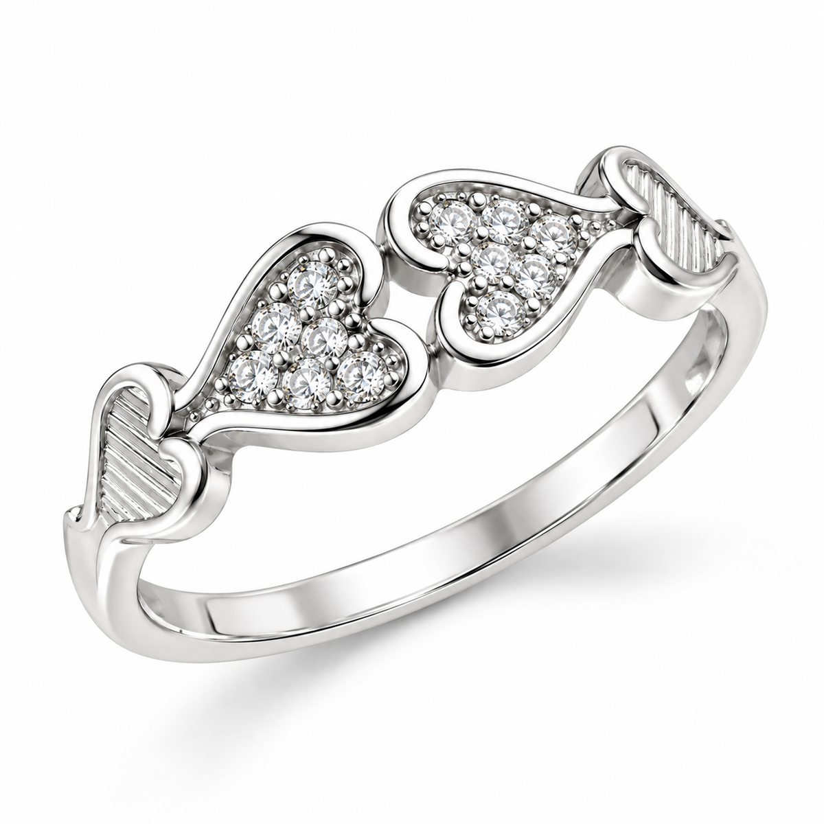 Anillo de Plata 925 con Piedras Cúbic Blancas