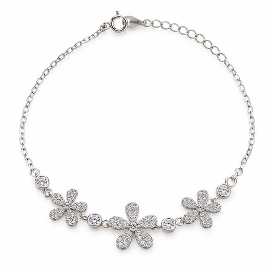 Pulsera de Flores con Circonitas Plata 925