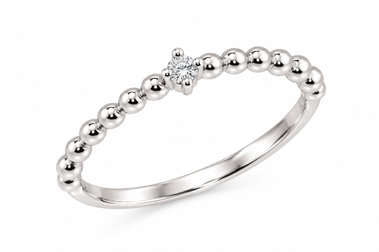 Anillo Plata 925 con Bolitas y Piedra Cubic Zirconia