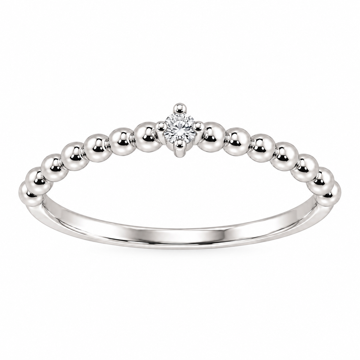 Anillo Plata 925 con Bolitas y Piedra Cubic Zirconia