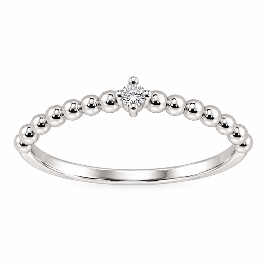 Anillo Plata 925 con Bolitas y Piedra Cubic Zirconia