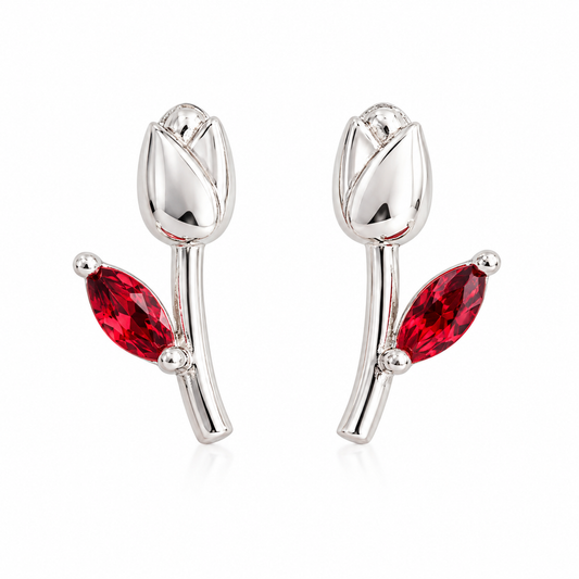 Aros Plata 925 Tulipán con piedra
