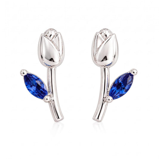 Aros Plata 925 Tulipán con piedra