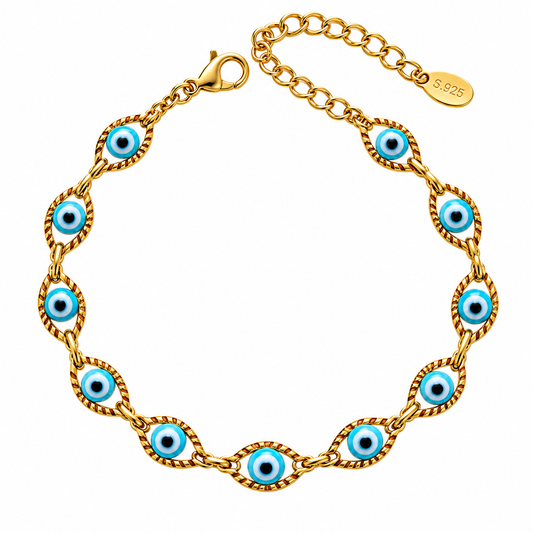 Pulsera Ojo Turco Acero Dorado – Protección y Estilo