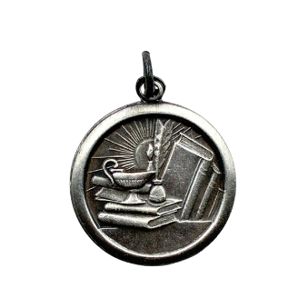 Medalla de hierro patinada plata vieja 30mm para egresados