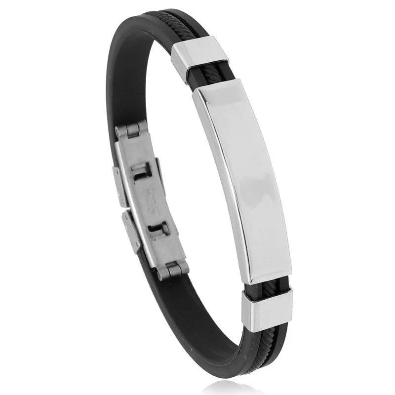 Pulsera Hombre Caucho con detalles en Acero Quirúrgico